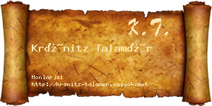 Kránitz Talamér névjegykártya
